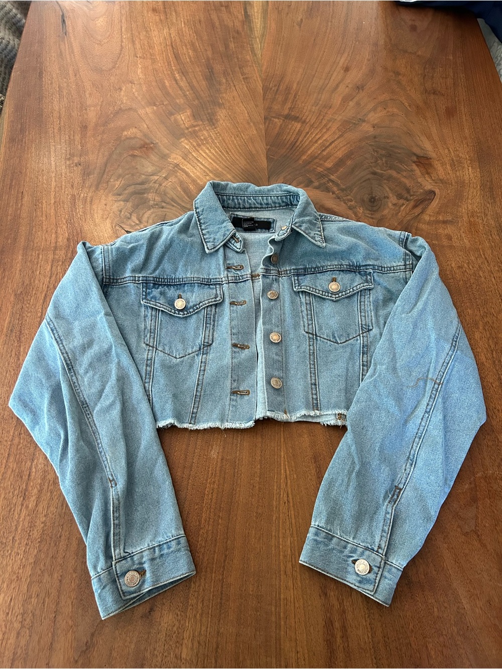 Forever 21 Light Blue Cropped Denim Jacket